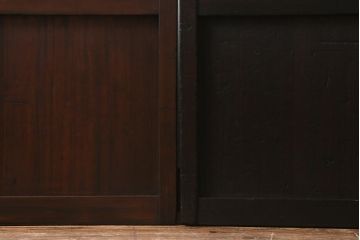 アンティーク建具　昭和中期　クリア・結霜・すりガラス入り　レトロな佇まいが魅力のガラス戸2枚セット(引き戸)(R-041590)