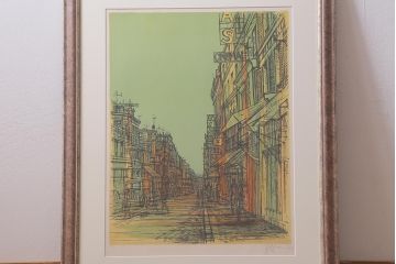 ジャン・カルズー　「ゲーテ通り」　リトグラフ　68/200　サイン(版画、アートフレーム)(R-041594)