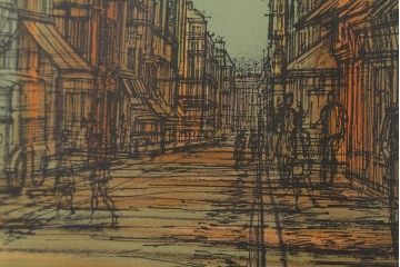 ジャン・カルズー　「ゲーテ通り」　リトグラフ　68/200　サイン(版画、アートフレーム)(R-041594)