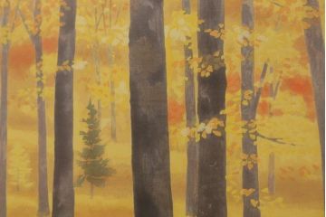 東山魁夷　「秋燿」　平成7年(1995年)作　木版画　アダチ版画研究所　限定250部　46/250　朱印(R-041595)