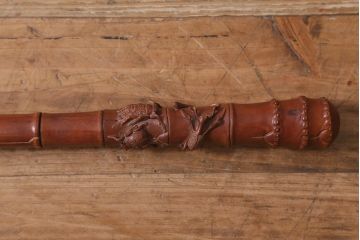 アンティーク雑貨　明治〜大正　時代物　蜻蛉　彫刻ステッキ(とんぼ杖)(R-041597)