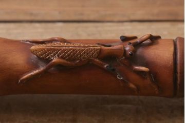 アンティーク雑貨　明治〜大正　時代物　蜻蛉　彫刻ステッキ(とんぼ杖)(R-041597)