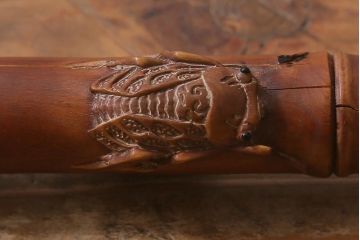 アンティーク雑貨　明治〜大正　時代物　蜻蛉　彫刻ステッキ(とんぼ杖)(R-041597)