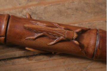 アンティーク雑貨　明治〜大正　時代物　蜻蛉　彫刻ステッキ(とんぼ杖)(R-041597)