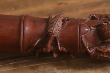 アンティーク雑貨　明治〜大正　時代物　蜻蛉　彫刻ステッキ(とんぼ杖)(R-041597)