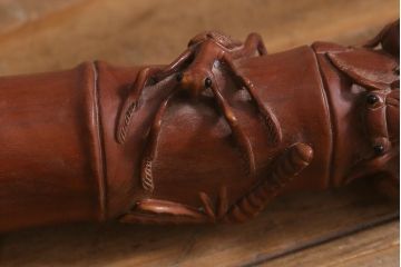 アンティーク雑貨　明治〜大正　時代物　蜻蛉　彫刻ステッキ(とんぼ杖)(R-041597)