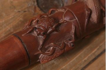 アンティーク雑貨　明治〜大正　時代物　蜻蛉　彫刻ステッキ(とんぼ杖)(R-041597)