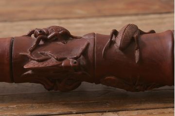 アンティーク雑貨　明治〜大正　時代物　蜻蛉　彫刻ステッキ(とんぼ杖)(R-041597)