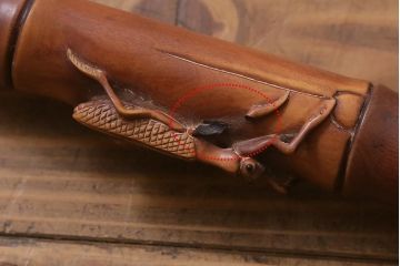 アンティーク雑貨　明治〜大正　時代物　蜻蛉　彫刻ステッキ(とんぼ杖)(R-041597)