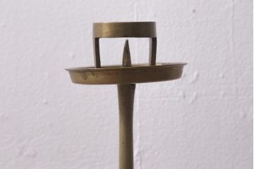 アンティーク雑貨　明治大正期　真鍮製　燭台一対(ろうそく立て、仏具)(R-041599)