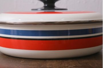 未使用品　昭和レトロ　ノリタケ(Noritake、則武)　24cm　ホーロー鍋(両手鍋、蓋付なべ)(R-041600)