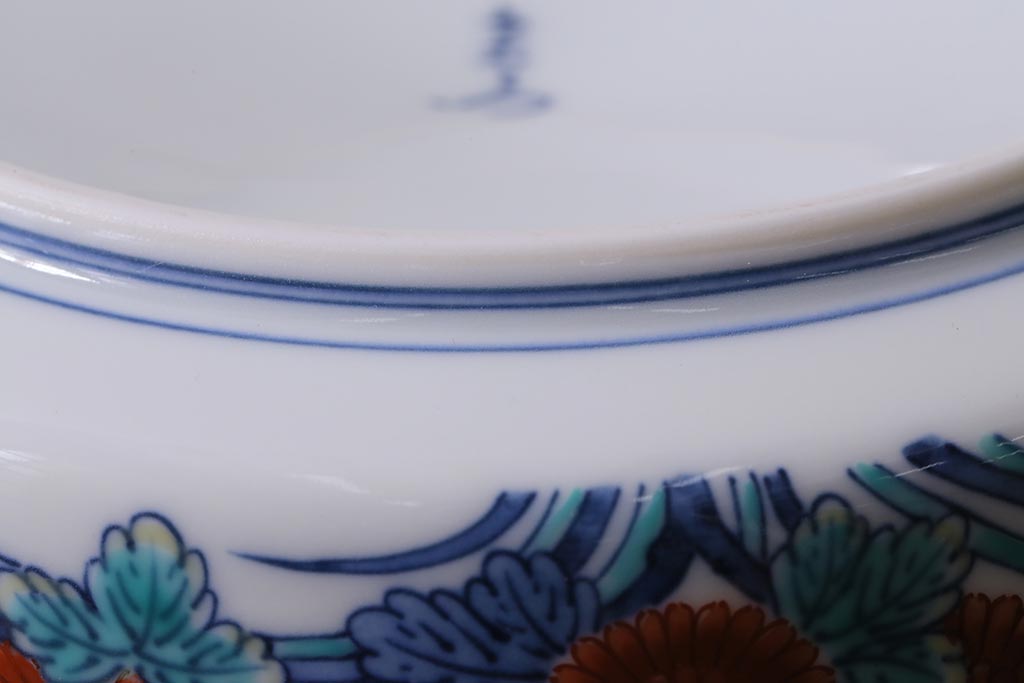 未使用品　今泉今右衛門　錦花絵灰皿　箱付き(色鍋島、色絵)(R-041602)