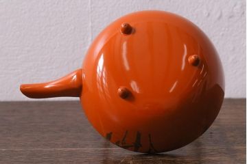 アンティーク雑貨　和製アンティーク　大正期　朱漆　鶴図柄銚子　箱付き(漆器)(R-041604)