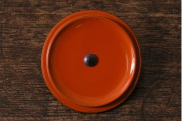 アンティーク雑貨　和製アンティーク　大正期　朱漆　鶴図柄銚子　箱付き(漆器)(R-041605)