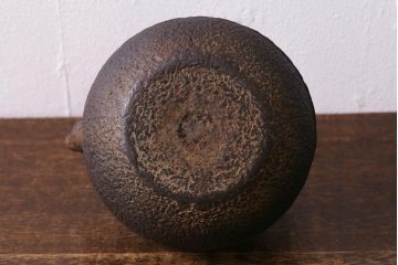 アンティーク雑貨　古民具　大日本釜師長　名越昌晴 造　鉄瓶(銅蓋、鉄ビン、茶道具)(R-041607)