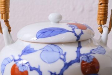 昭和期　柿右衛門　柿文　色絵急須(R-041609)