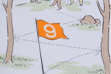 ヴィンテージ　プレミアノリタケ(Noritake、則武)　サイン入り　ゴルフ風景　プレート(飾り皿、洋食器、ビンテージ)(R-041610)