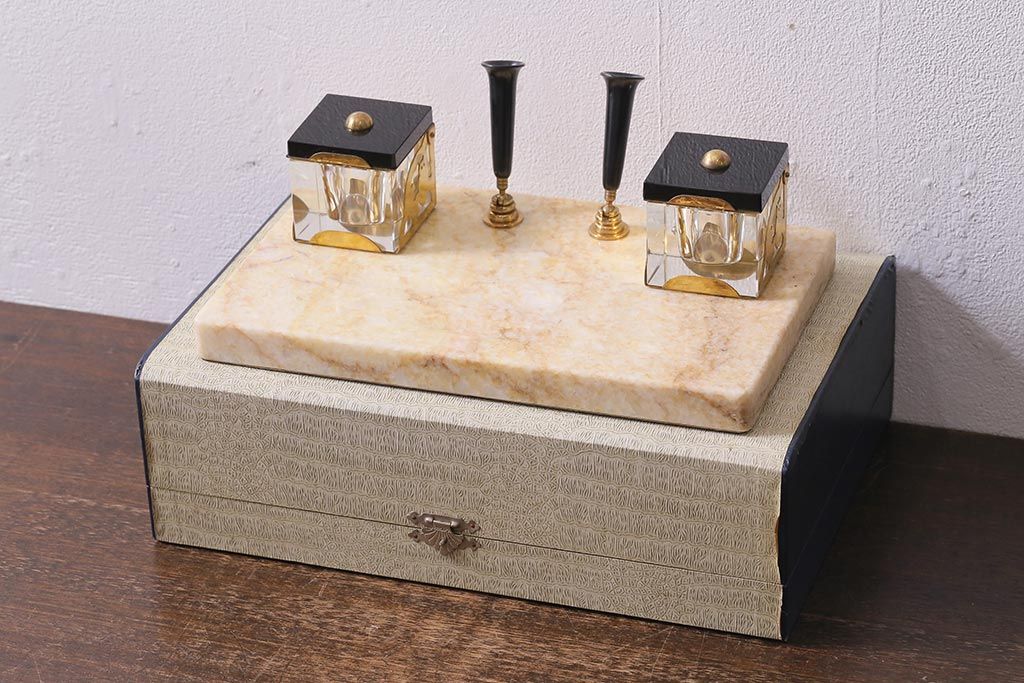 大理石製インクスタンドとペンホルダー 公式】アンティーク家具ラフジュ工房商品詳細ページアンティーク