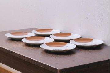 アンティーク雑貨　昭和中期　ノリタケ(Noritake)　あたたかみのある雰囲気の小皿6枚セット(和食器、プレート)(R-041612)