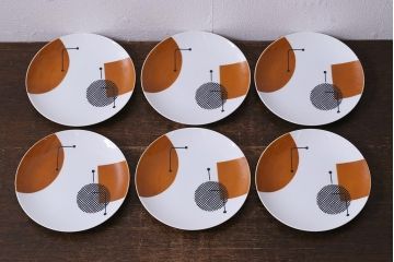 アンティーク雑貨　昭和中期　ノリタケ(Noritake)　あたたかみのある雰囲気の小皿6枚セット(和食器、プレート)(R-041612)