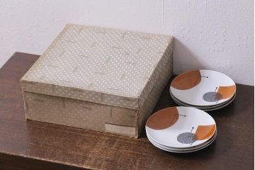 アンティーク雑貨　昭和中期　ノリタケ(Noritake)　あたたかみのある雰囲気の小皿6枚セット(和食器、プレート)(R-041612)