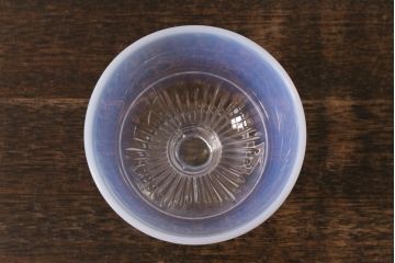 レトロ雑貨　昭和レトロ　コレクションにもぴったりなプレスガラスの乳白暈し氷コップ3個セット(プレスガラス)(R-041616)
