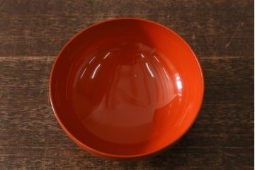 アンティーク雑貨　大正昭和初期　花蝶図　上がり藤　竹に雀　朱塗り　沈金蒔絵木製椀7客セット(お椀、漆器)(R-041620)