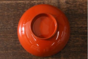 アンティーク雑貨　大正昭和初期　花蝶図　上がり藤　竹に雀　朱塗り　沈金蒔絵木製椀7客セット(お椀、漆器)(R-041620)
