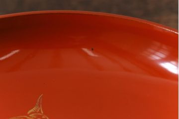 アンティーク雑貨　大正昭和初期　花蝶図　上がり藤　竹に雀　朱塗り　沈金蒔絵木製椀7客セット(お椀、漆器)(R-041620)