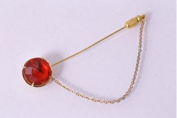 ヴィンテージ雑貨　昭和期　ぱっと目を引くストーンが素敵なブローチ(アクセサリー、ビンテージ)(R-041623)