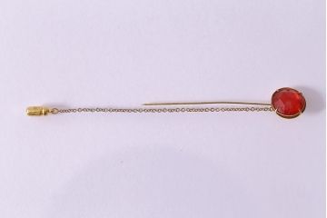 ヴィンテージ雑貨　昭和期　ぱっと目を引くストーンが素敵なブローチ(アクセサリー、ビンテージ)(R-041623)