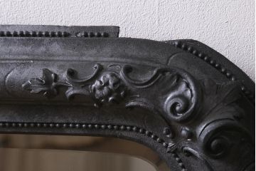アンティーク雑貨　アイアンペイントがおしゃれなフランスアンティークの木製ミラー(鏡)(R-041637)