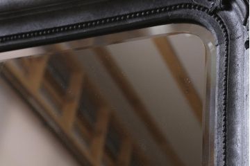 アンティーク雑貨　アイアンペイントがおしゃれなフランスアンティークの木製ミラー(鏡)(R-041637)