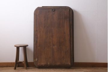 アンティーク雑貨　アイアンペイントがおしゃれなフランスアンティークの木製ミラー(鏡)(R-041637)
