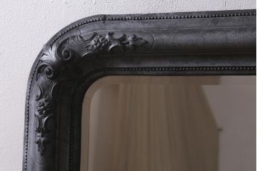 アンティーク雑貨　アイアンペイントがおしゃれなフランスアンティークの木製ミラー(鏡)(R-041637)