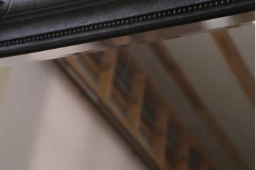 アンティーク雑貨　アイアンペイントがおしゃれなフランスアンティークの木製ミラー(鏡)(R-041637)