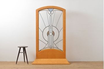 在庫未使用品　IDC大塚家具　松創　バーズアイ(鳥眼杢)　メープル　ステンドグラスの衝立(つい立て、パーテーション)(定価約93万円)(R-041640)