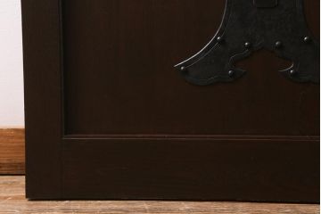 アンティーク建具　明治大正期　蔵戸リメイク　ケヤキ材　クリアガラス入り　和の風情漂う格子蔵戸2枚セット(引き戸、玄関戸)(R-041649)