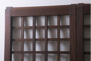 アンティーク建具　明治大正期　蔵戸リメイク　ケヤキ材　クリアガラス入り　和の風情漂う格子蔵戸2枚セット(引き戸、玄関戸)(R-041649)
