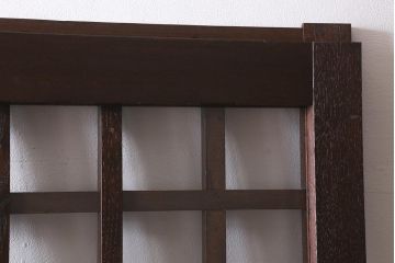 アンティーク建具　明治大正期　蔵戸リメイク　ケヤキ材　クリアガラス入り　和の風情漂う格子蔵戸2枚セット(引き戸、玄関戸)(R-041649)