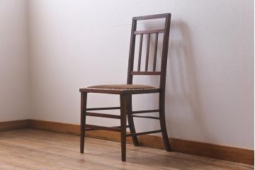 フランスアンティーク　マホガニー　艶のある赤みがかった木色が存在感を放つチェア(椅子、ダイニングチェア、サイドチェア、ベッドサイドチェア)(R-041652)