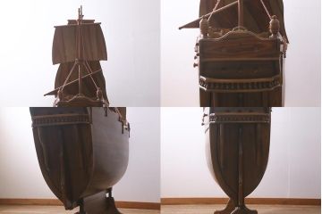 スペイン製　メイフラワー号　帆船型　自慢の一品になるワインキャビネット(ワインラック、オブジェ)(定価約100万円)(R-041654)