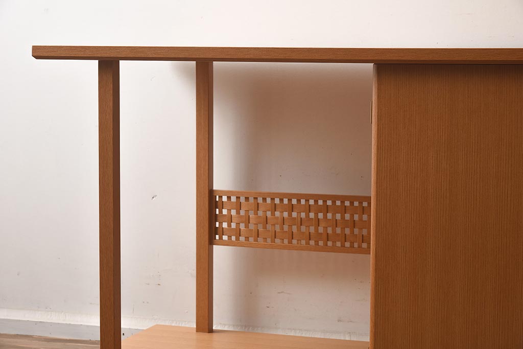 在庫未使用品　IDC大塚家具　室礼　三彩　欅柾板　飾棚004(飾り棚)(定価約60万円)(R-041656)