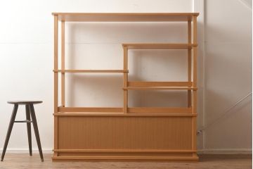 在庫未使用品　IDC大塚家具　室礼　三彩　欅柾板　飾棚005(飾り棚)(定価約99万円)(R-041659)