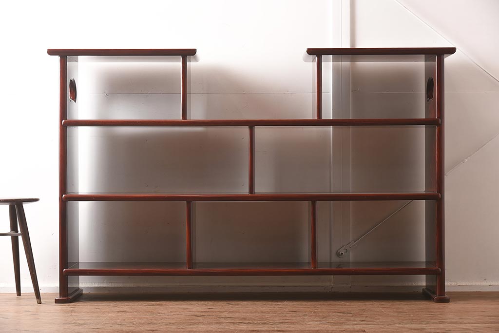 在庫未使用品　IDC大塚家具　松創　やすらぎ　ケヤキ材　木地呂塗り　三段飾棚(飾り棚)(定価約486万円)(R-041662)