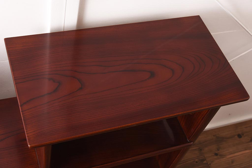 在庫未使用品　IDC大塚家具　松創　やすらぎ　ケヤキ材　木地呂塗り　三段飾棚(飾り棚)(定価約486万円)(R-041662)