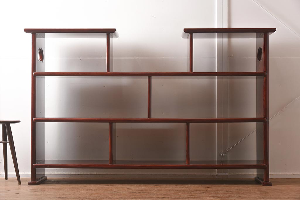 在庫未使用品　IDC大塚家具　松創　やすらぎ　ケヤキ材　木地呂塗り　三段飾棚(飾り棚)(定価約486万円)(R-041662)