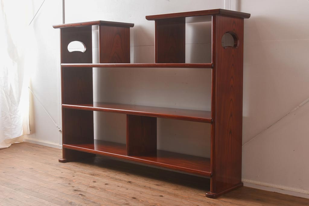 在庫未使用品　IDC大塚家具　松創　やすらぎ　ケヤキ材板目　木地呂塗り　三段飾棚(飾り棚)(定価約378万円)(R-041663)