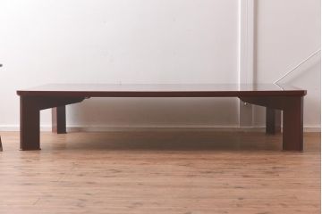 在庫未使用品　IDC大塚家具　松創　総欅材　一条型　無地　漆　座卓(ローテーブル)(定価約102万円)(R-041672)