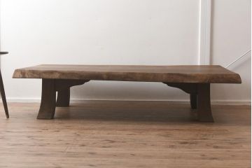 在庫未使用品　IDC大塚家具　松創　焼桐　一枚板　座卓1510(テーブル)(定価約306万円)(R-041677)